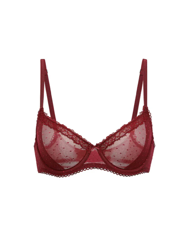 Women's Balconette Lace Bra See Through Demi Sheer - Image 13