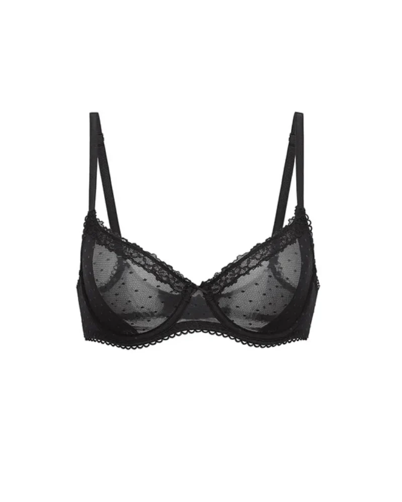 Women's Balconette Lace Bra See Through Demi Sheer - Image 14