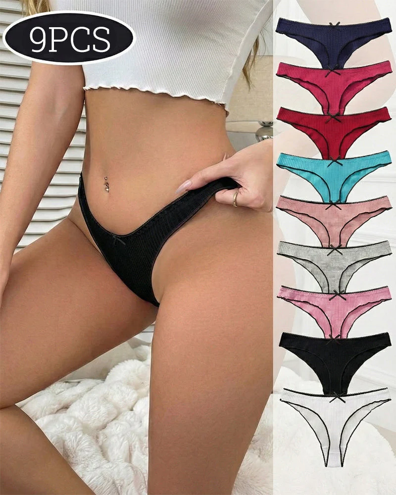 Women's Bow Low Waist Thong  Pack Ultra Soft Cotton（9 pack） - Image 4