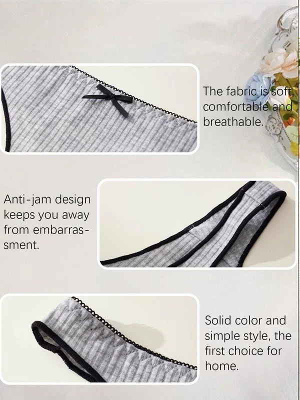 Women's Bow Low Waist Thong  Pack Ultra Soft Cotton（9 pack） - Image 5