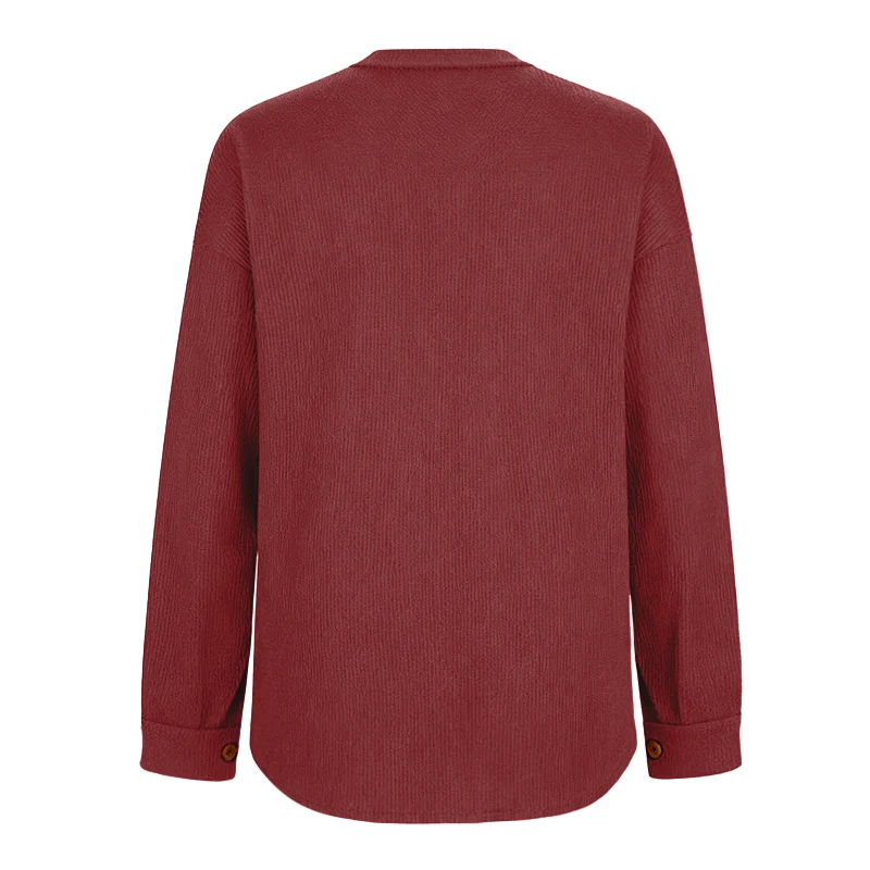 Women's Loose Fit Batwing Sleeve Waffle Knit Button Down Shirt Shacket Tops - Image 18