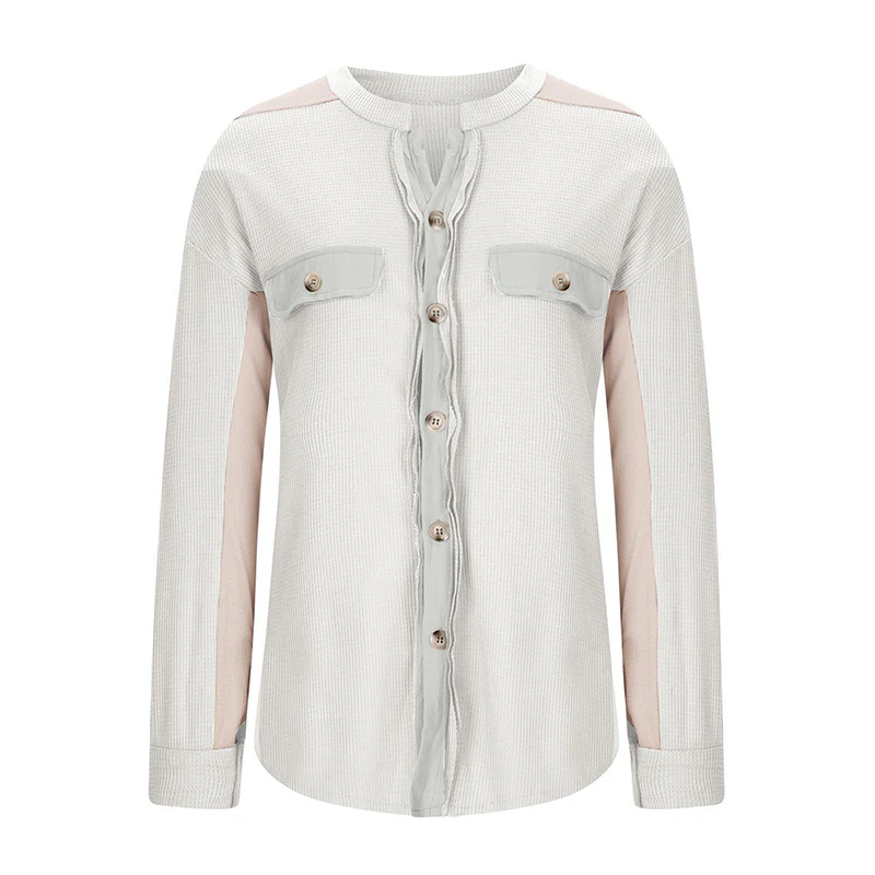 Women's Loose Fit Batwing Sleeve Waffle Knit Button Down Shirt Shacket Tops - Image 20