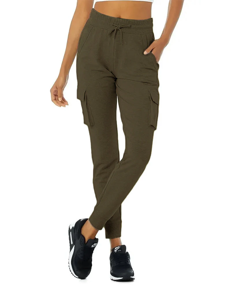 Women's Loose Fit Fleece Jogger Sweatpants with Velcro Cargo Pockets - Image 10