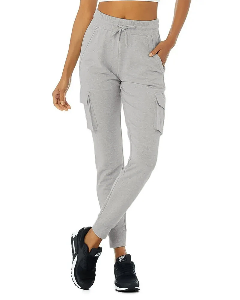 Women's Loose Fit Fleece Jogger Sweatpants with Velcro Cargo Pockets - Image 2