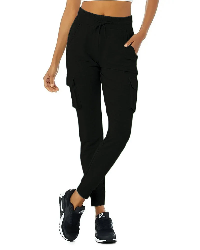Women's Loose Fit Fleece Jogger Sweatpants with Velcro Cargo Pockets - Image 4