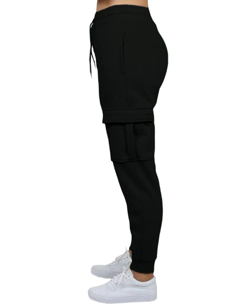 Women's Loose Fit Fleece Jogger Sweatpants with Velcro Cargo Pockets - Image 5