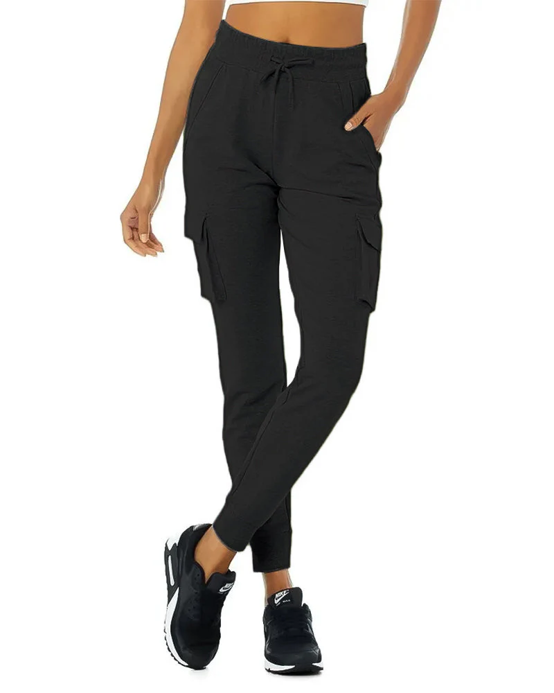 Women's Loose Fit Fleece Jogger Sweatpants with Velcro Cargo Pockets - Image 8