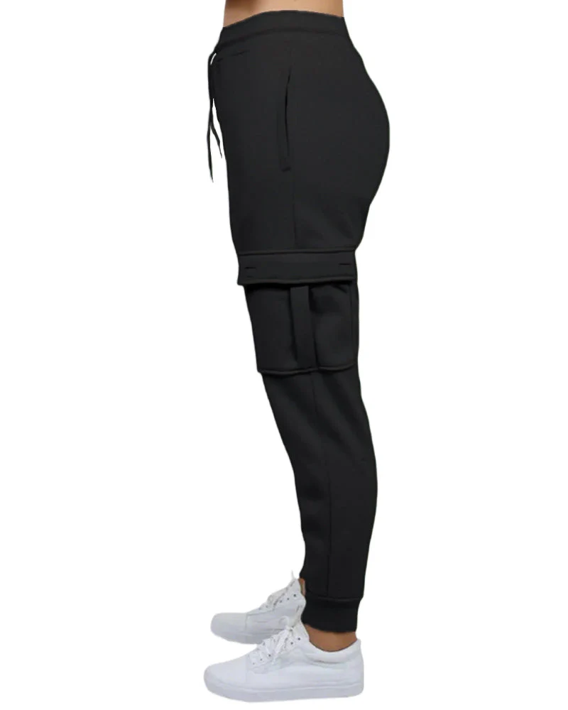 Women's Loose Fit Fleece Jogger Sweatpants with Velcro Cargo Pockets - Image 9