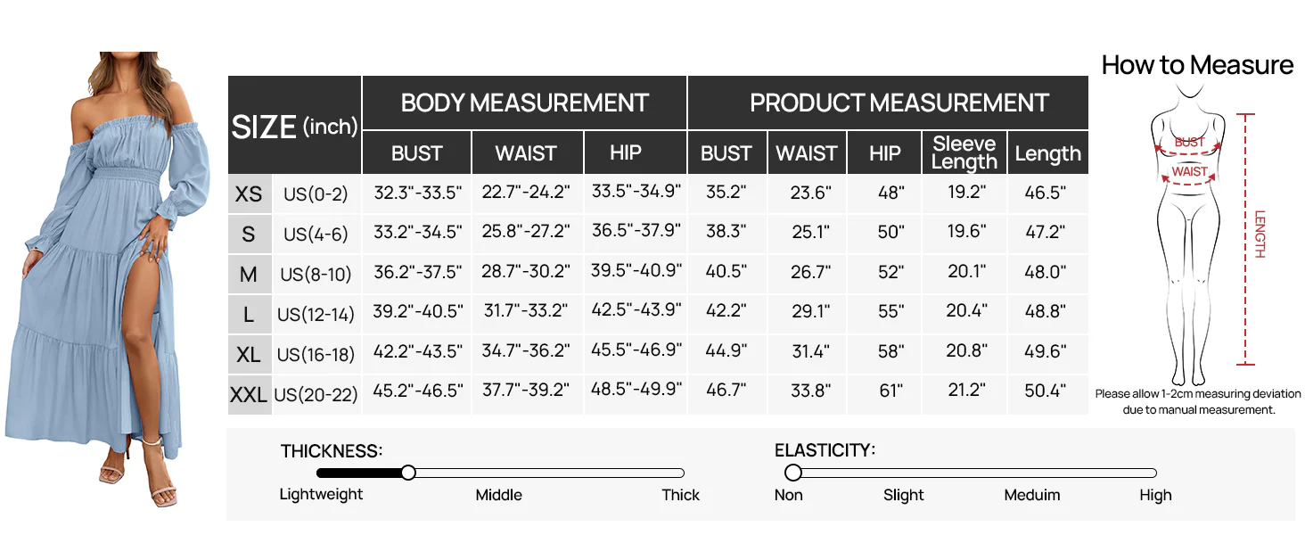 Women's Off Shoulder Maxi Dress Smocked High Waist with Side Slit - Image 27