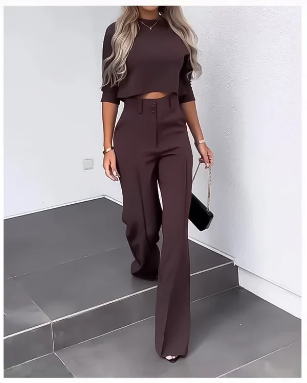 Women's Wide-Leg Commuter Pants with Double Button Front - Image 10