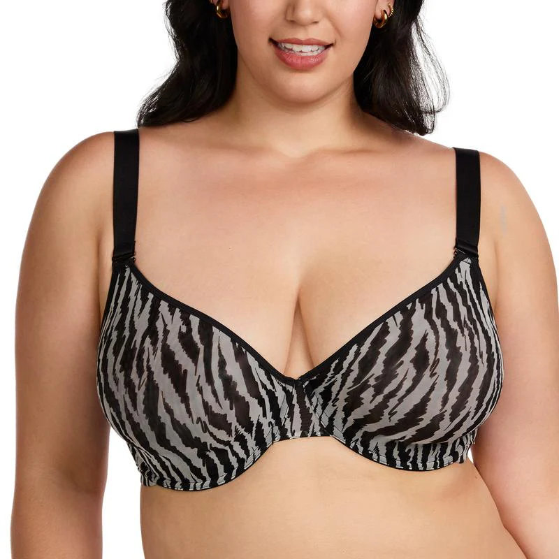 Zebra Wild Breathable Unlined Plus Size Soft Women Bra - Image 3