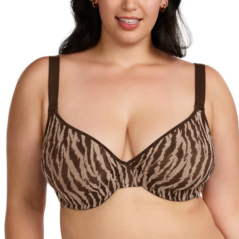 Zebra Wild Breathable Unlined Plus Size Soft Women Bra - Image 5